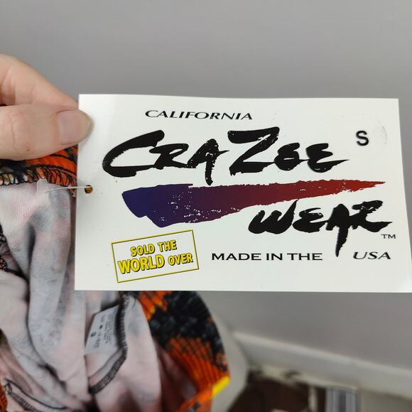 California Crazee Wear Style 510P Flames Shorts‎ Size Small Orange Black 90s NWT - Picture 4 of 4